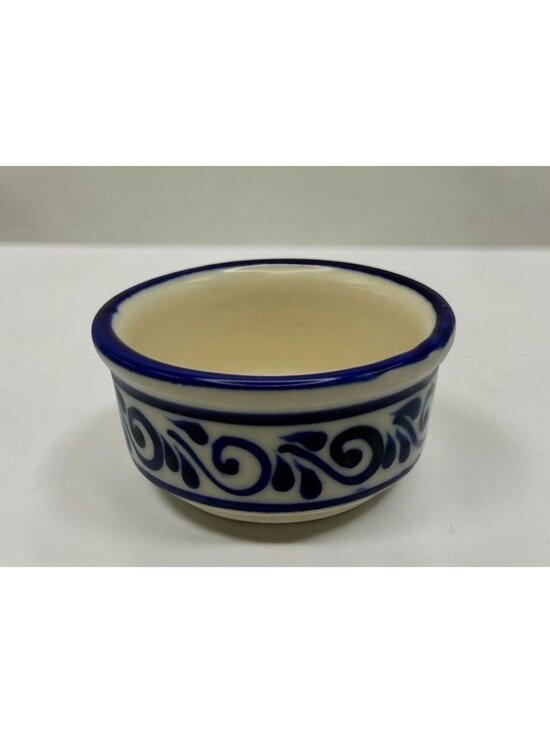 Unbranded Other - Vintage Mexican Pottery Trinket Dish Blue Floral Small Bowl Hand-Painted